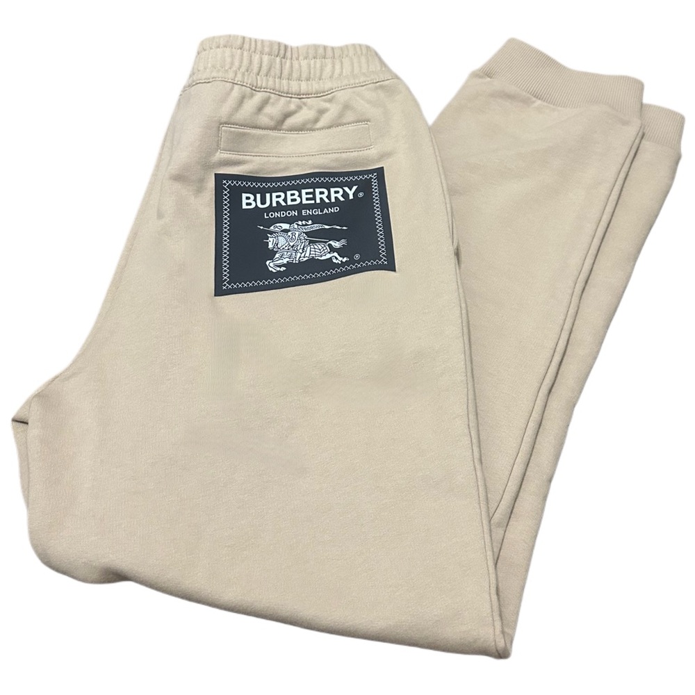NWT Burberry Men’s Classic Tan Joggers with Logo Patch
